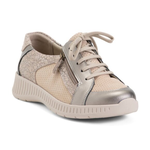WIDEFIT Leather Comfort Sneakers With Side Zipper - Picture 1 of 3